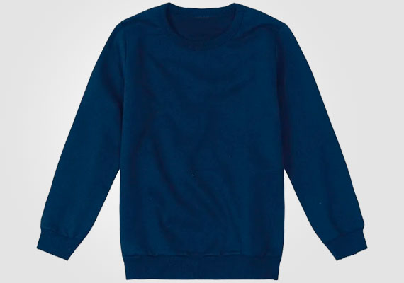 Moletom em tecido flanelado, modelo fechado.